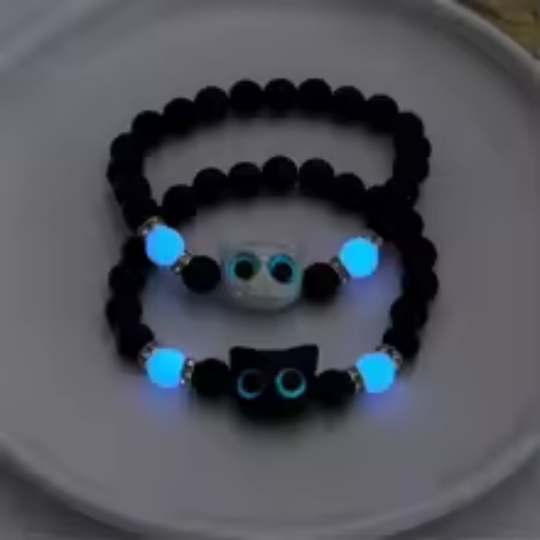 Pulsera de gatitos luminiscentes para parejas o fiestas